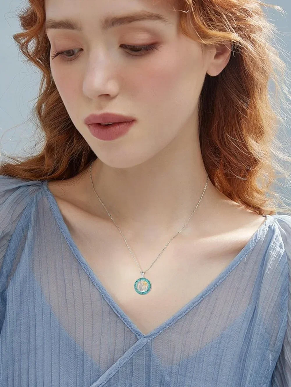 Women's Cactus C Sterling Turquoise Pendant Highland Cow Skull Western Necklace
